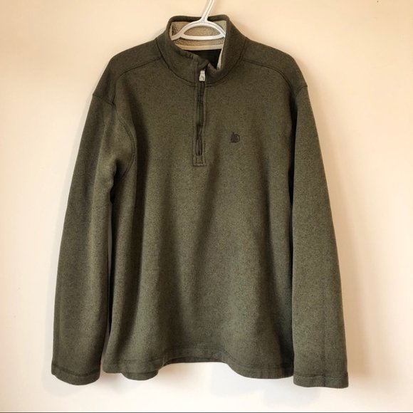 G.H. Bass 1/4 Zip XXL Khaki Green Sweater Sherpa - Picture 2 of 6